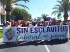 Cabecera de la manifestación llevada a cabo este domingo en Huelva