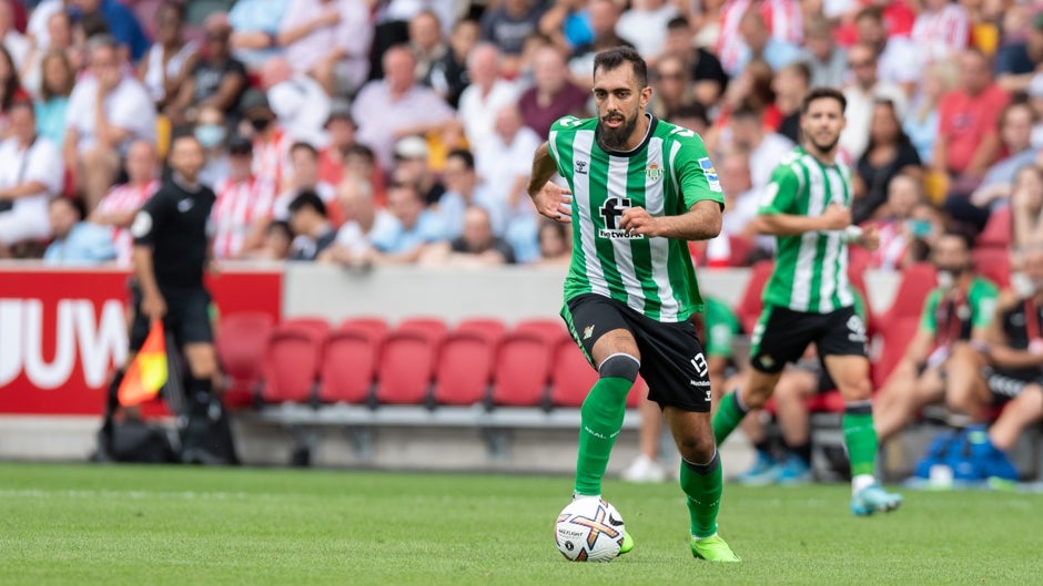 Borja Iglesias, en el amistoso jugado ante el Brentford FC