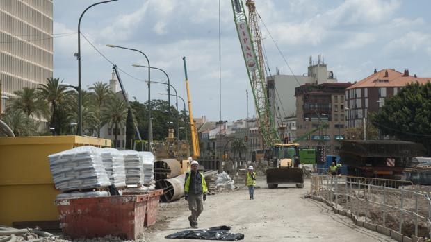 Obras del metro en la avenida de Andalucía en Málaga