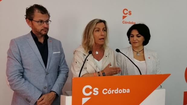 La alcaldable de Cs, hoy durante su comparecencia