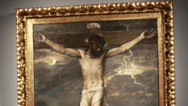 Detalle de «Cristo Crucificado», de Tiziano, cuando estuvo expuesto en las salas del Thyssen el año pasado