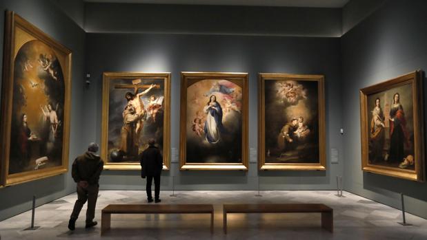Detalle del montaje de la muestra en el Museo de Bellas Artes de Sevilla