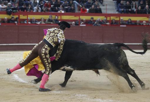 Pepe Moral, en el momento del percance
