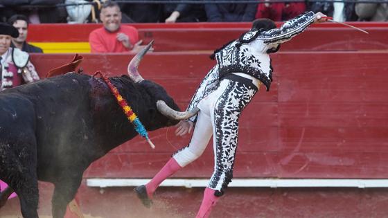 Momento de la cogida a Enrique Ponce