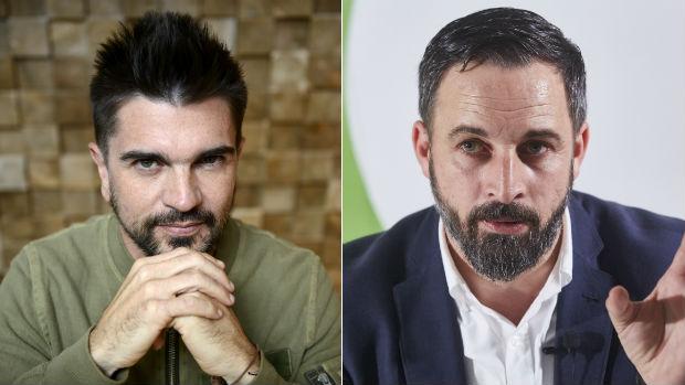 El cantante Juanes y el líder de Vox, Santiago Abascal