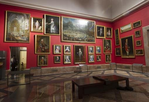 Reconstrucción del Gabinete de Descanso de Sus Majestades en la sala 39 del edificio Villanueva