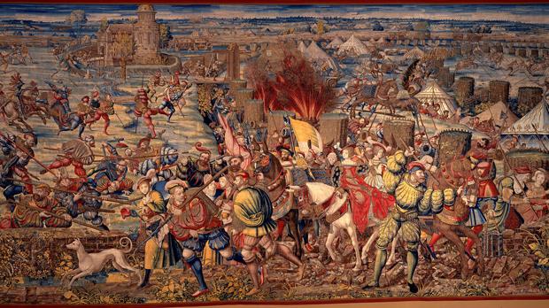 Carlos I en la batalla de Pavía, tapiz de Bernard van Orley