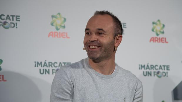 Iniesta durante un acto promocional esta mañana