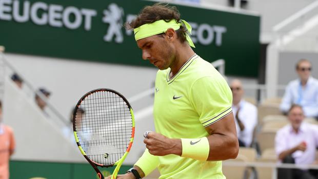 Nadal celebra un punto ante Nishikori