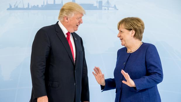 El presidente de EE.UU., Donald Trump, y la canciller alemana, Angela Merkel