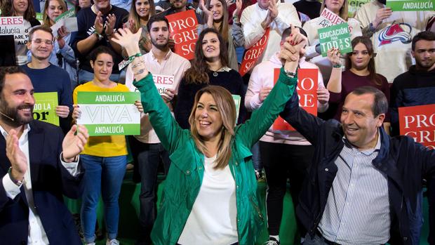 Susana Díaz, en un acto electoral en la Facultad de Derecho de Málaga