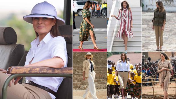 Melania Trump con algunos de sus looks en su gira africana