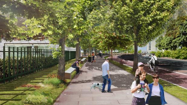 Recreación del paseo de Los Alcores, que conectará a los vecinos de Los Alcores, Ciudad Almar y Ciudad Expo