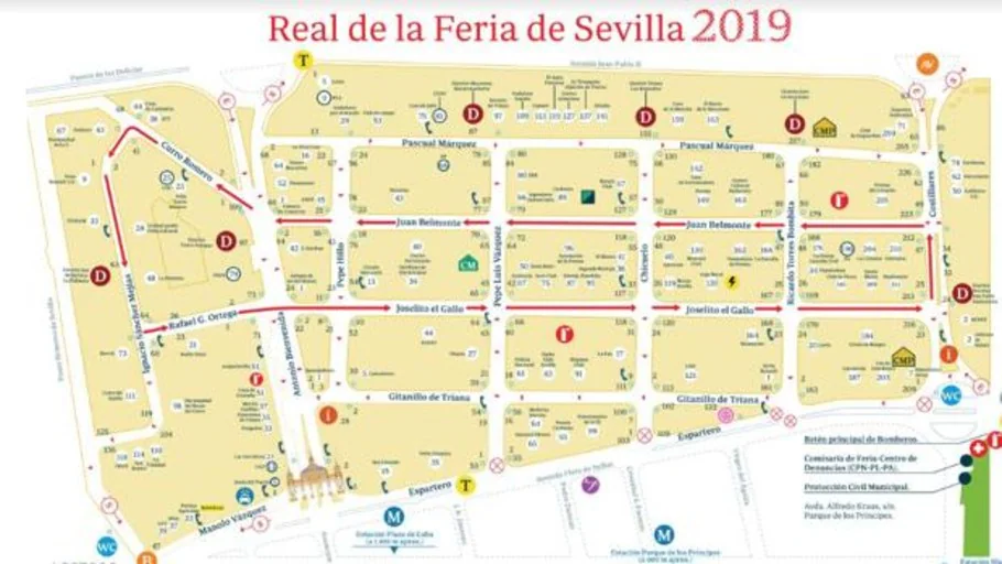 mapa de la feria de sevilla Plano de la Feria de Abril de Sevilla 2019: Todas las calles