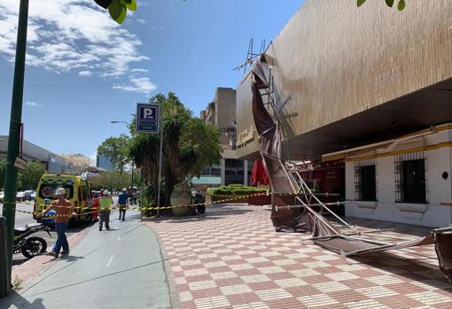 Andamio caído del hotel ubicado en Nervión