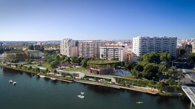 El proyecto del Jardín de las Cigarreras es una gran terraza al río, con equipamientos públicos y un parking