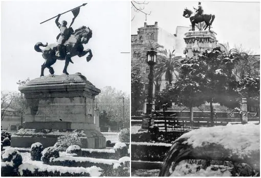 El singular aspecto de las estatuas de Sevilla en la mañana de aquel 2 de febrero